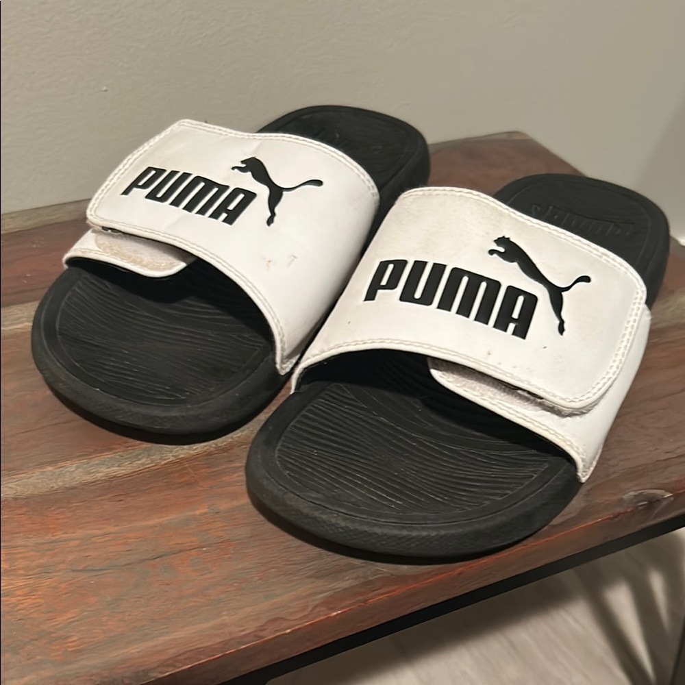 PUMA Kids White Slide Sandals